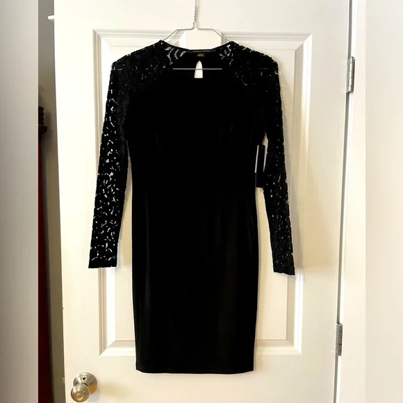 Cynthia Steffe Dresses | Nwt Cynthia Steffe Black Dress. Fully Lined With Beautiful Lace Sleeves. | Color: Black | Size: Xs | Pm-42602803's Closet